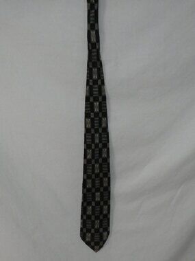 CLUB INTERNATIONAL By TIP TOP TAILORS Geometric Checkerboard Silk Necktie